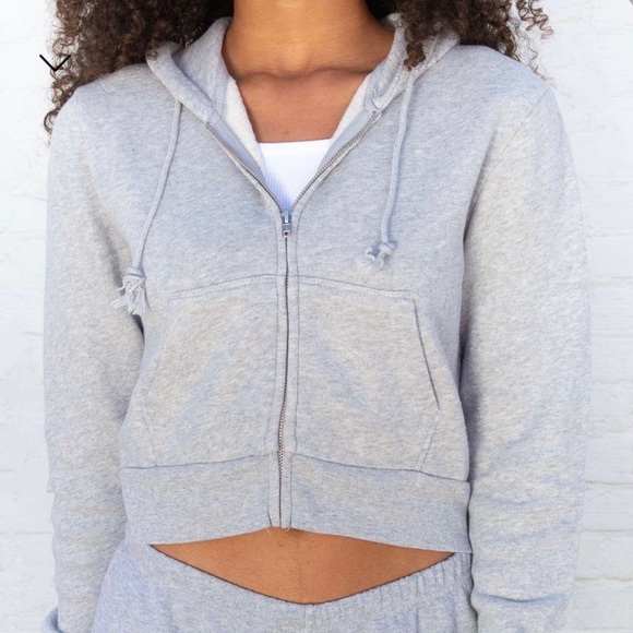 Brandy Melville Tops - Brandy Melville Crystal Hoodie, One-size, Grey